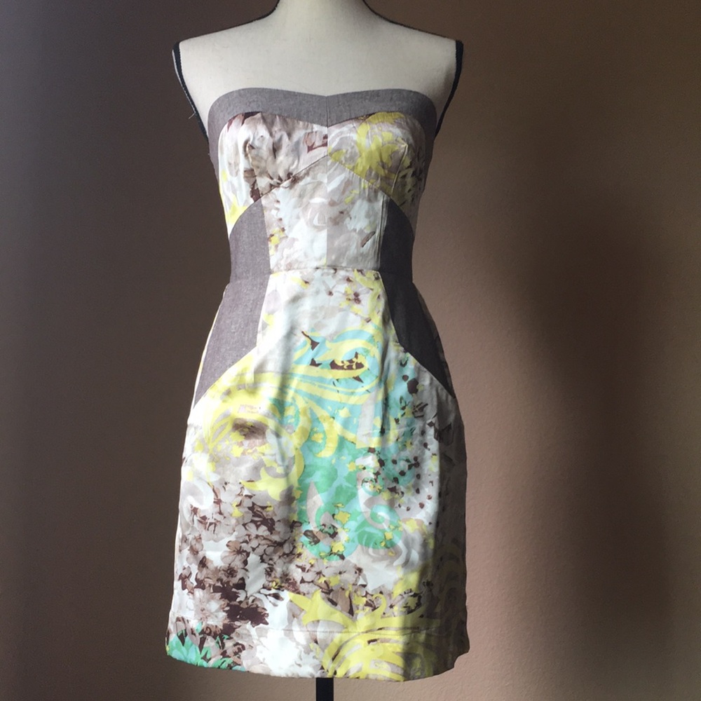 Hype silk/linen strapless mini dress 4